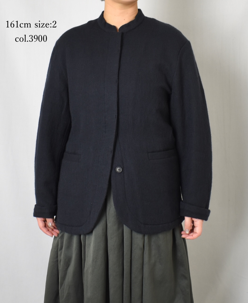 NMDS24551(ジャケット) WOOL COTTON SMALL HERRINGBONE STAND COLLAR FLY FRONT JACKET