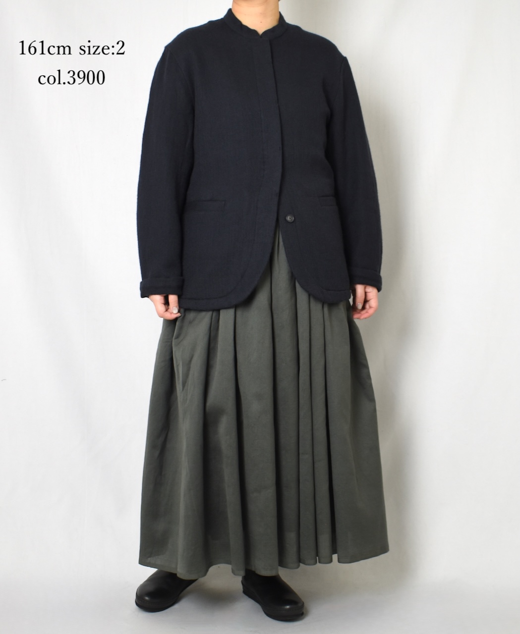 NMDS24551(ジャケット) WOOL COTTON SMALL HERRINGBONE STAND COLLAR FLY FRONT JACKET