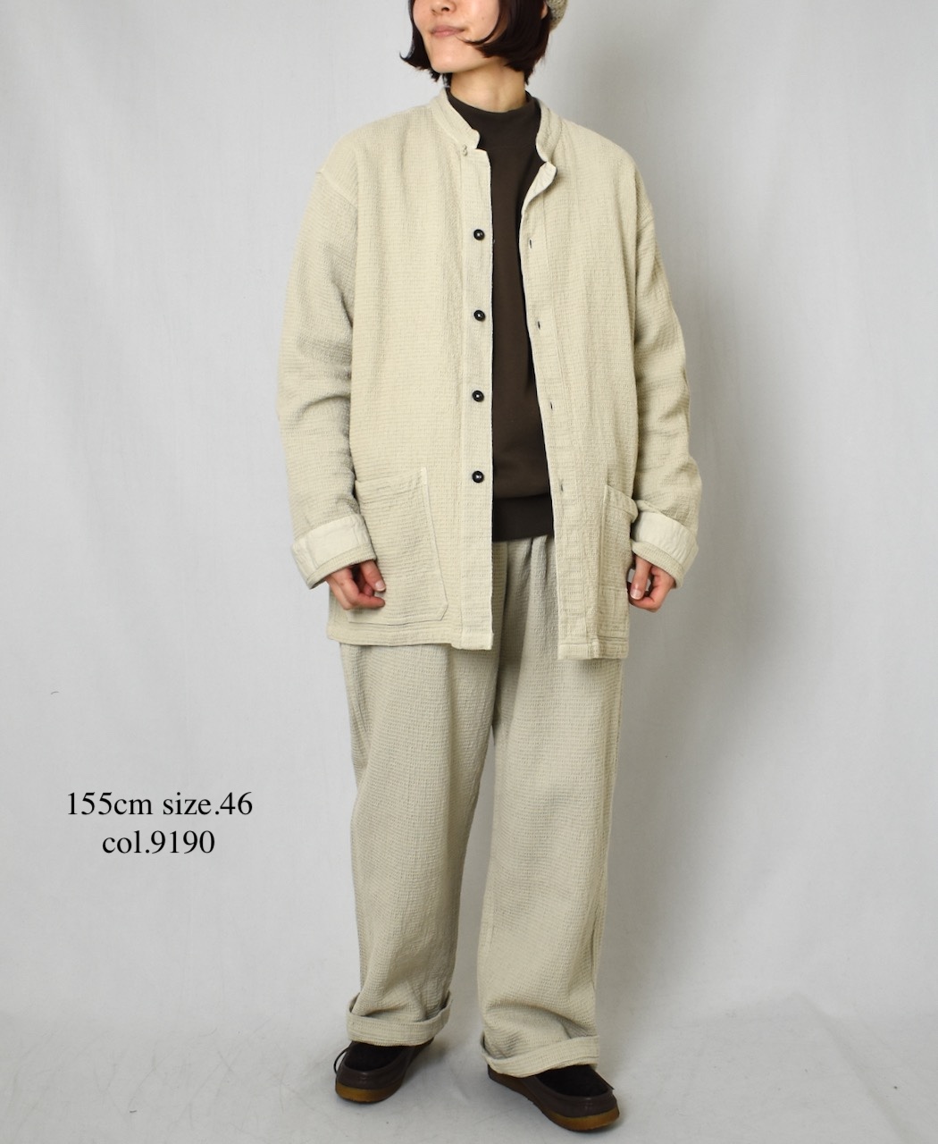 INHT2572WPD(ジャケット) WAFFLE PLAIN OVERDYE STAND COLLAR COVER ALL
