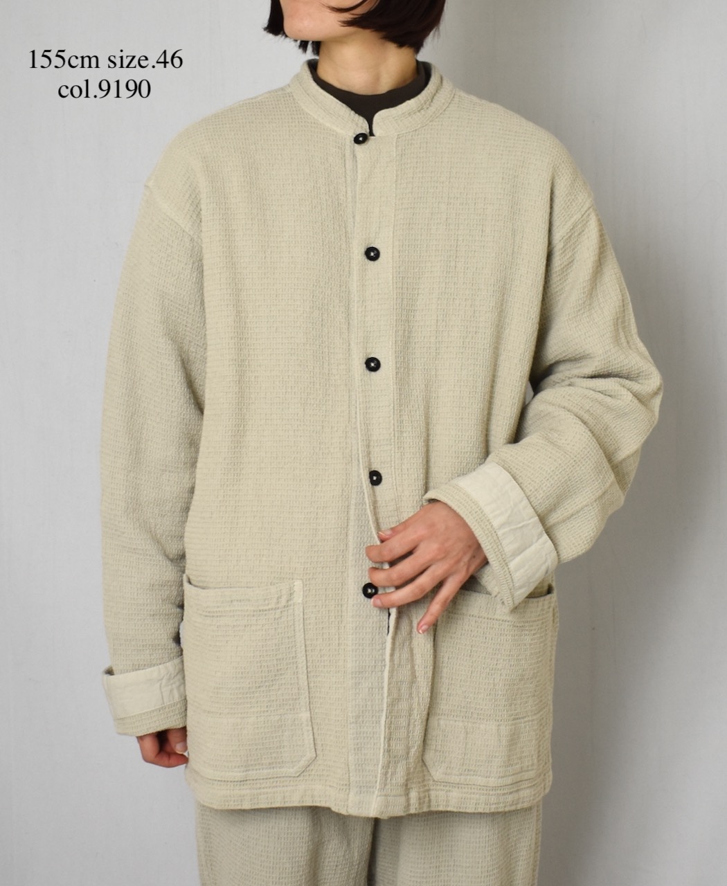 INHT2572WPD(ジャケット) WAFFLE PLAIN OVERDYE STAND COLLAR COVER ALL