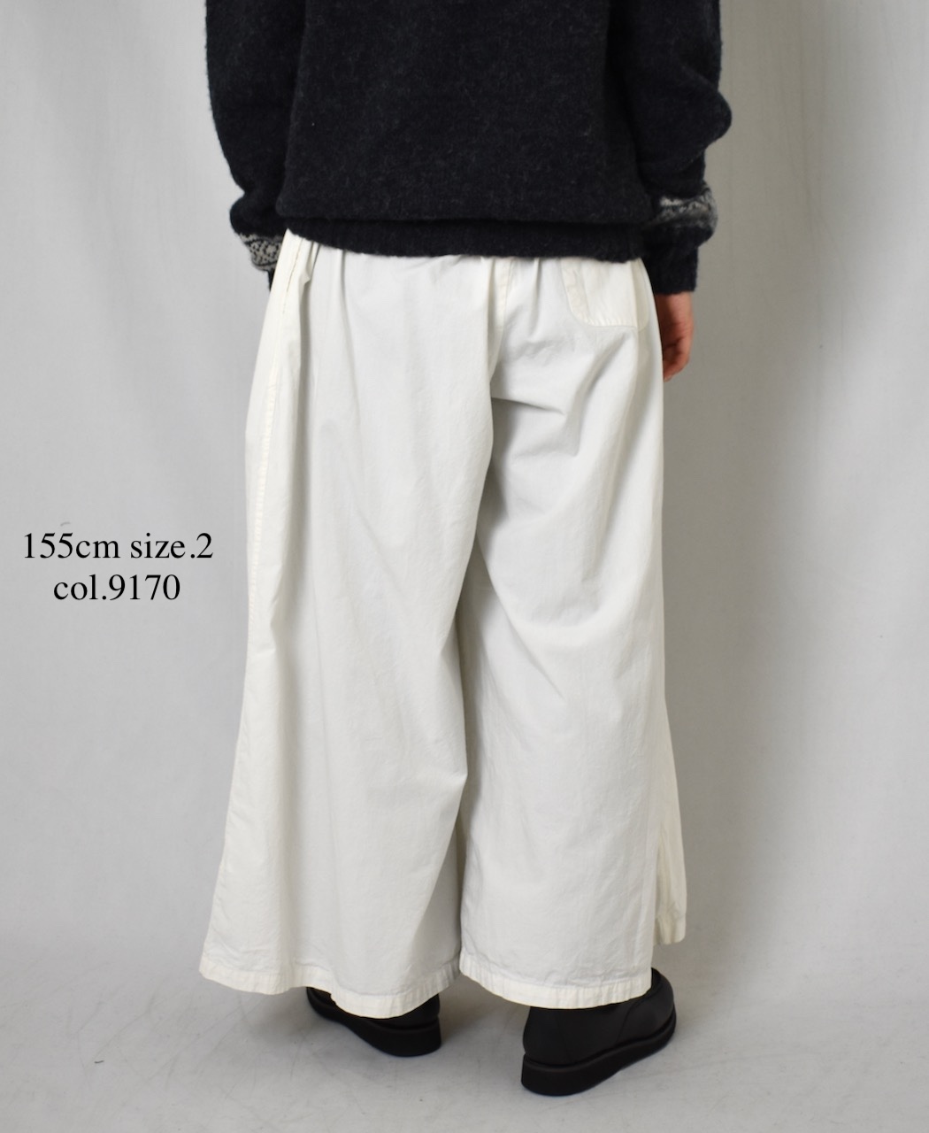 INAM2556PD(キュロット) 40s POPLIN OVER DYE WRAP CULOTTES WITH SEAM POCKET