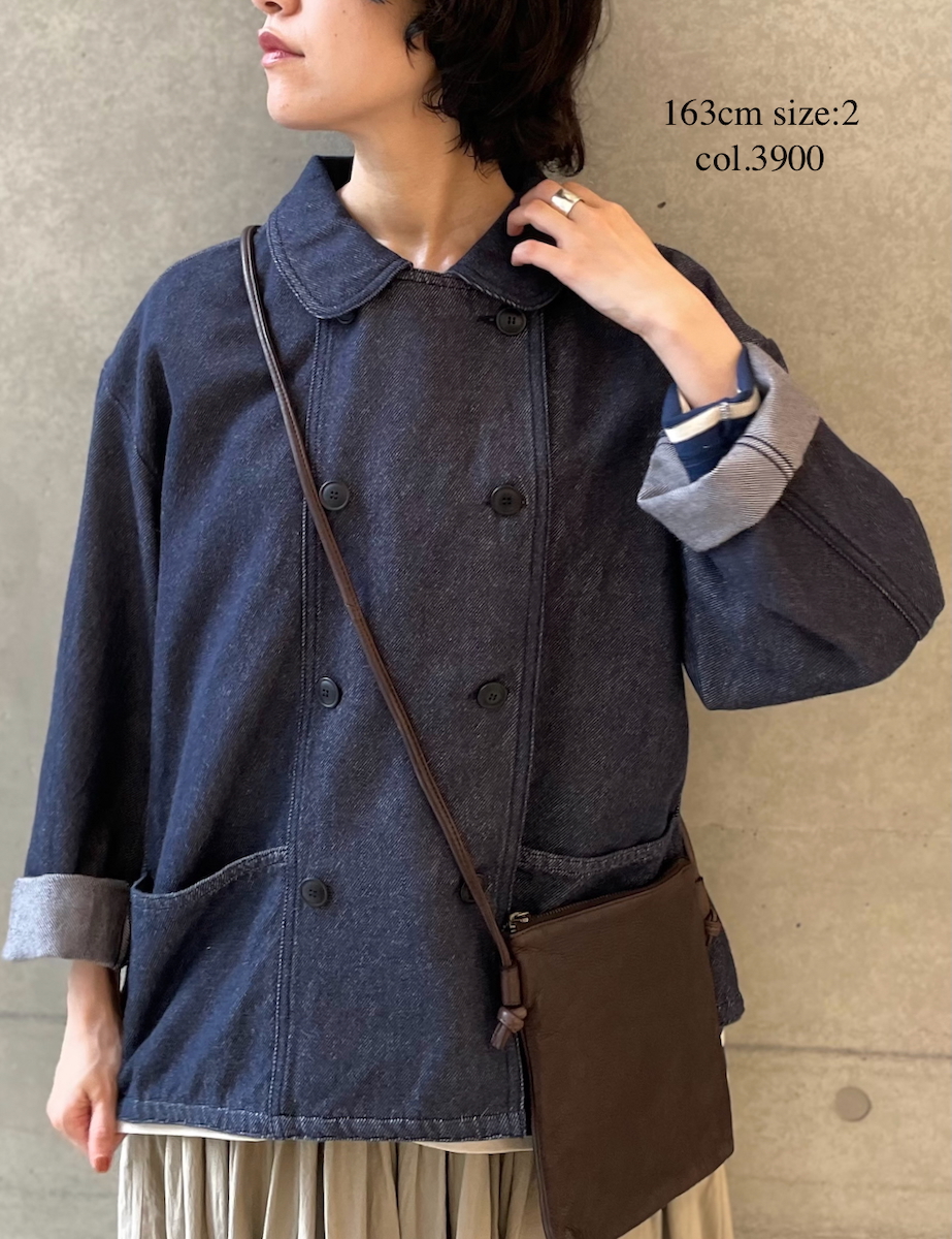 ISNAM2571(ジャケット) WOOL COTTON TWILL ROUND COLLAR DOUBLE JACKET
