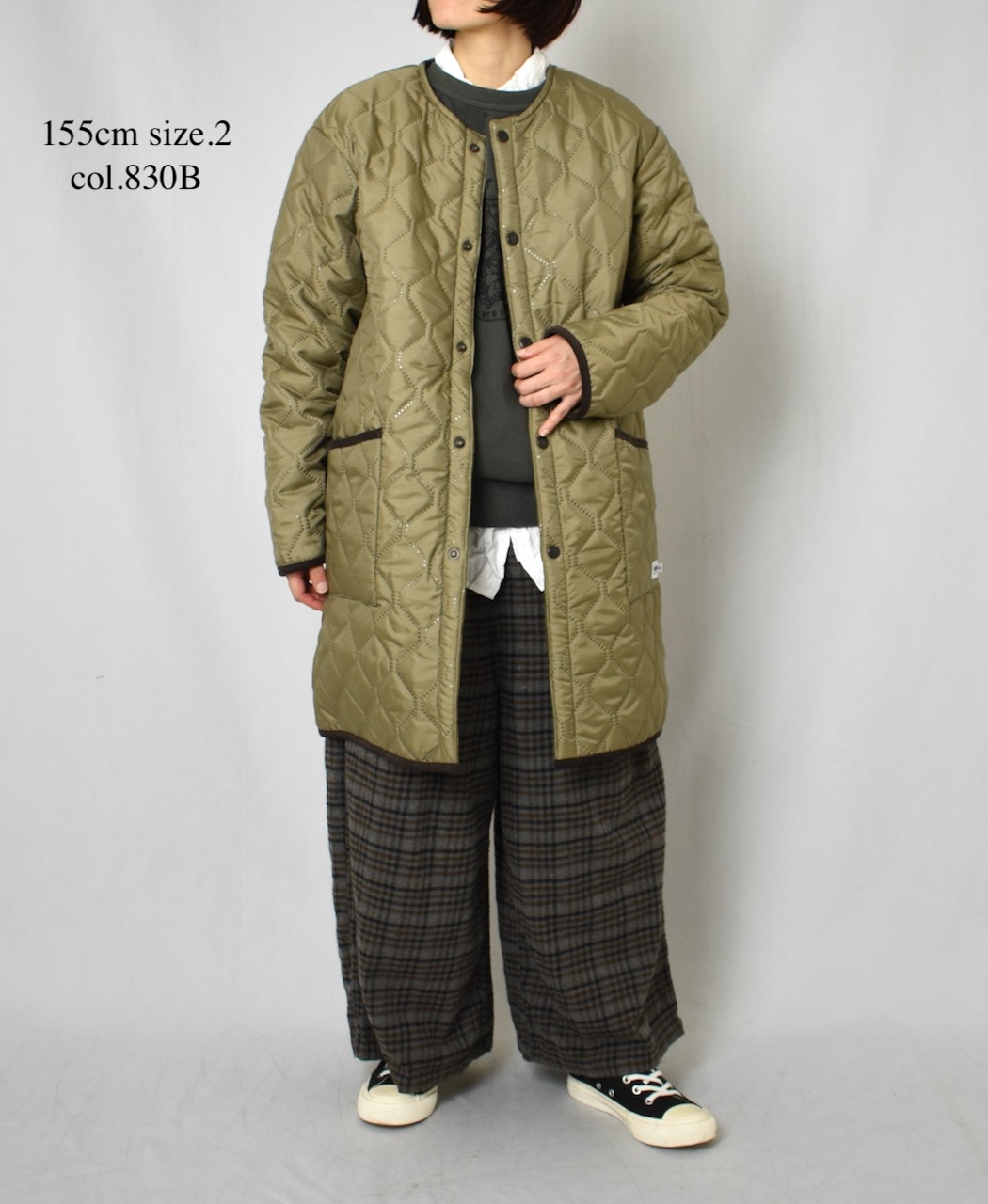 NAM2555(コート) PLAIN POLYESTER × FLEECE REVERSIBLE OVERSIZED NO COLLAR COAT