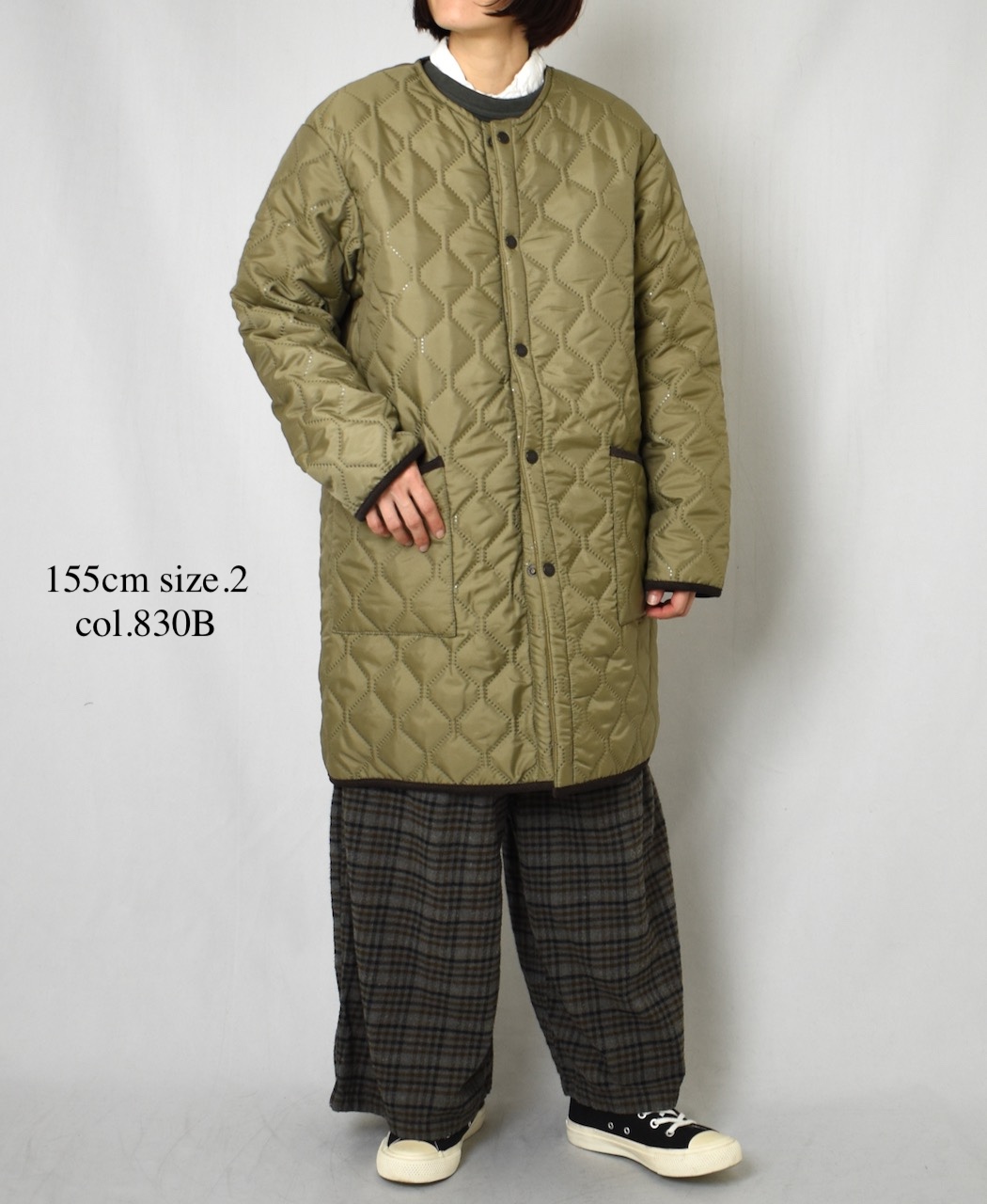 NAM2555(コート) PLAIN POLYESTER × FLEECE REVERSIBLE OVERSIZED NO COLLAR COAT