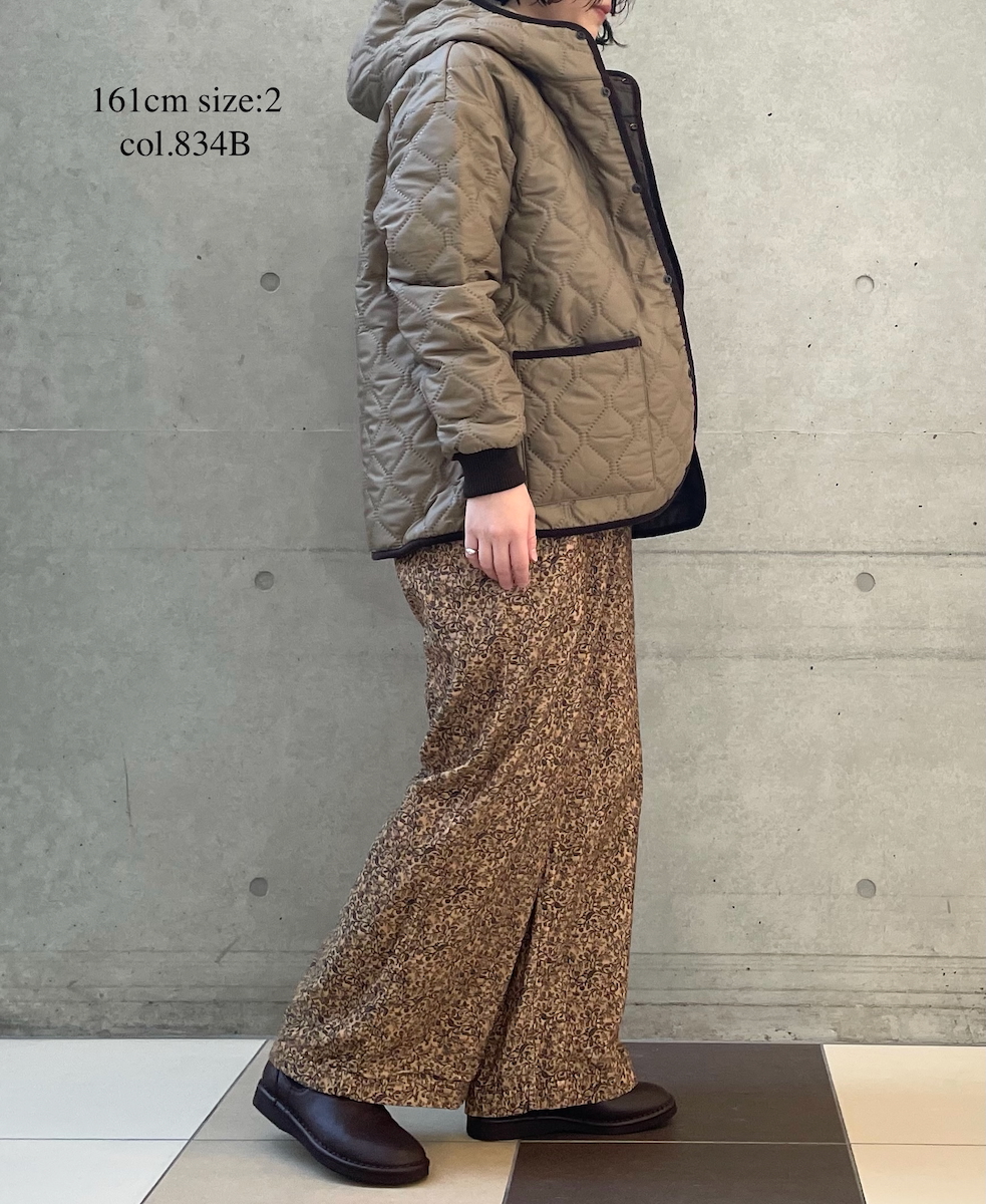 NAM2561PP(ジャケット) PLAIN POLYESTERxPLAIN POLYESTER HEAT QUILT OVERSIZED HOODED JACKET WITH RIBBED CUFF