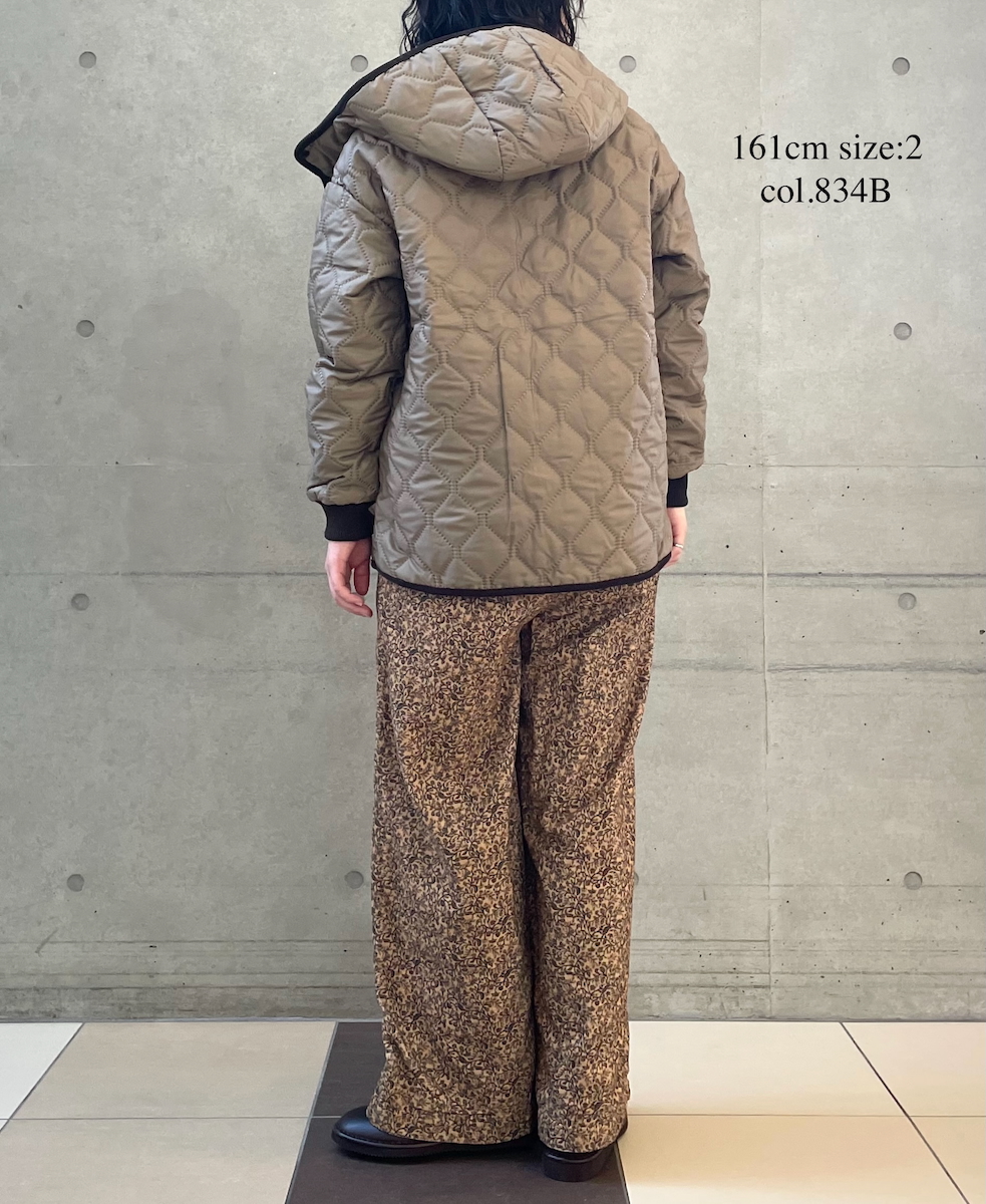 NAM2561PP(ジャケット) PLAIN POLYESTERxPLAIN POLYESTER HEAT QUILT OVERSIZED HOODED JACKET WITH RIBBED CUFF