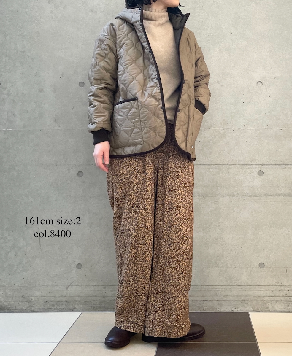 NSL25586(パンツ) CORDUROY SMALL FLOWER PRINT WIDE EASY PANTS