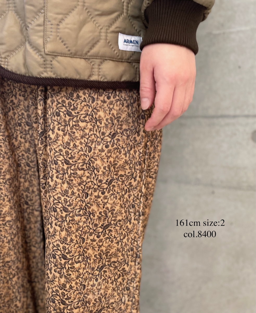 NSL25586(パンツ) CORDUROY SMALL FLOWER PRINT WIDE EASY PANTS