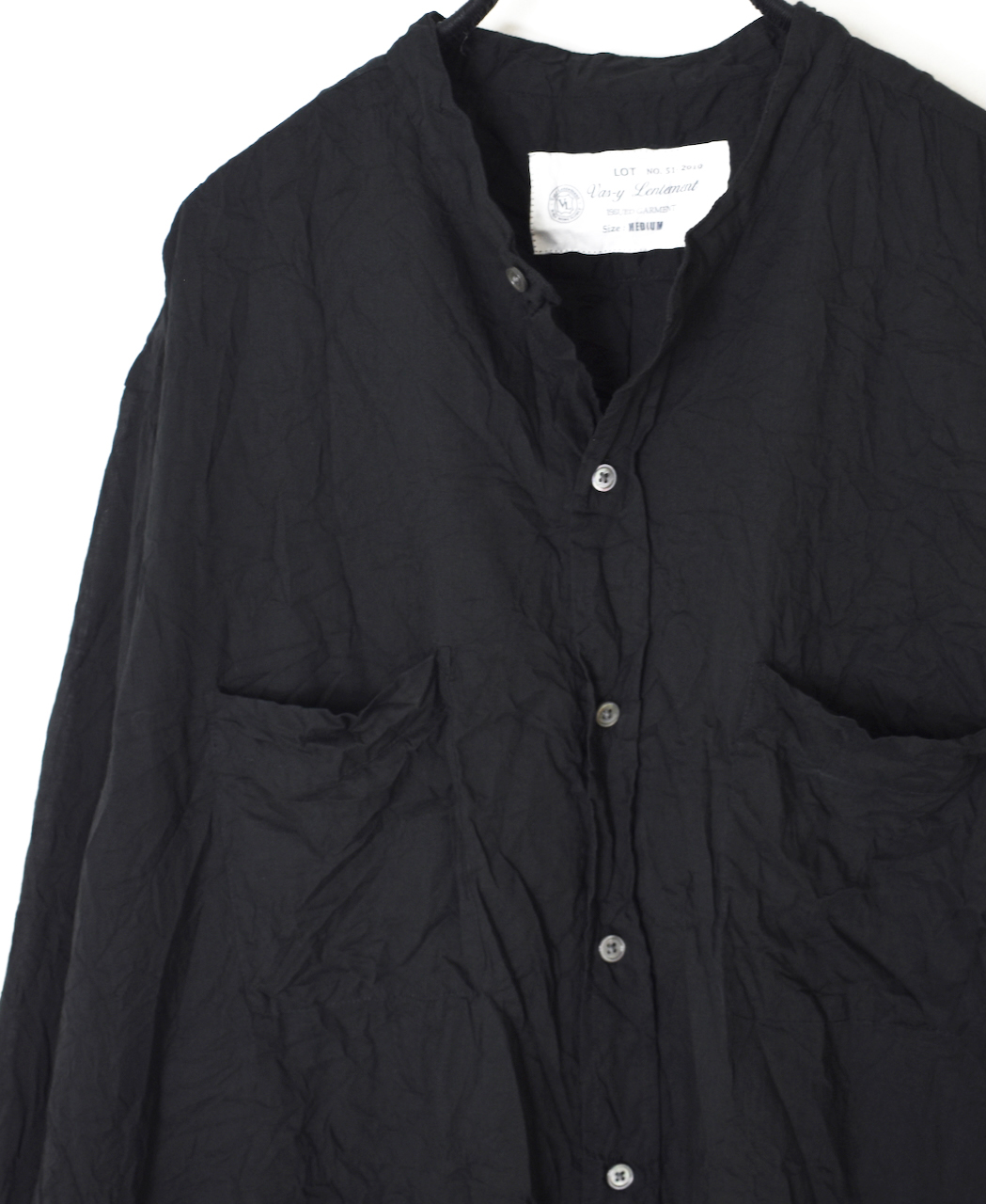 ●NVL1951CVW (シャツ) 80'S ORGANIC VOILE PLAIN(WRINKLE) BANDED COLLAR L/SL OVERDIZED SHIRT