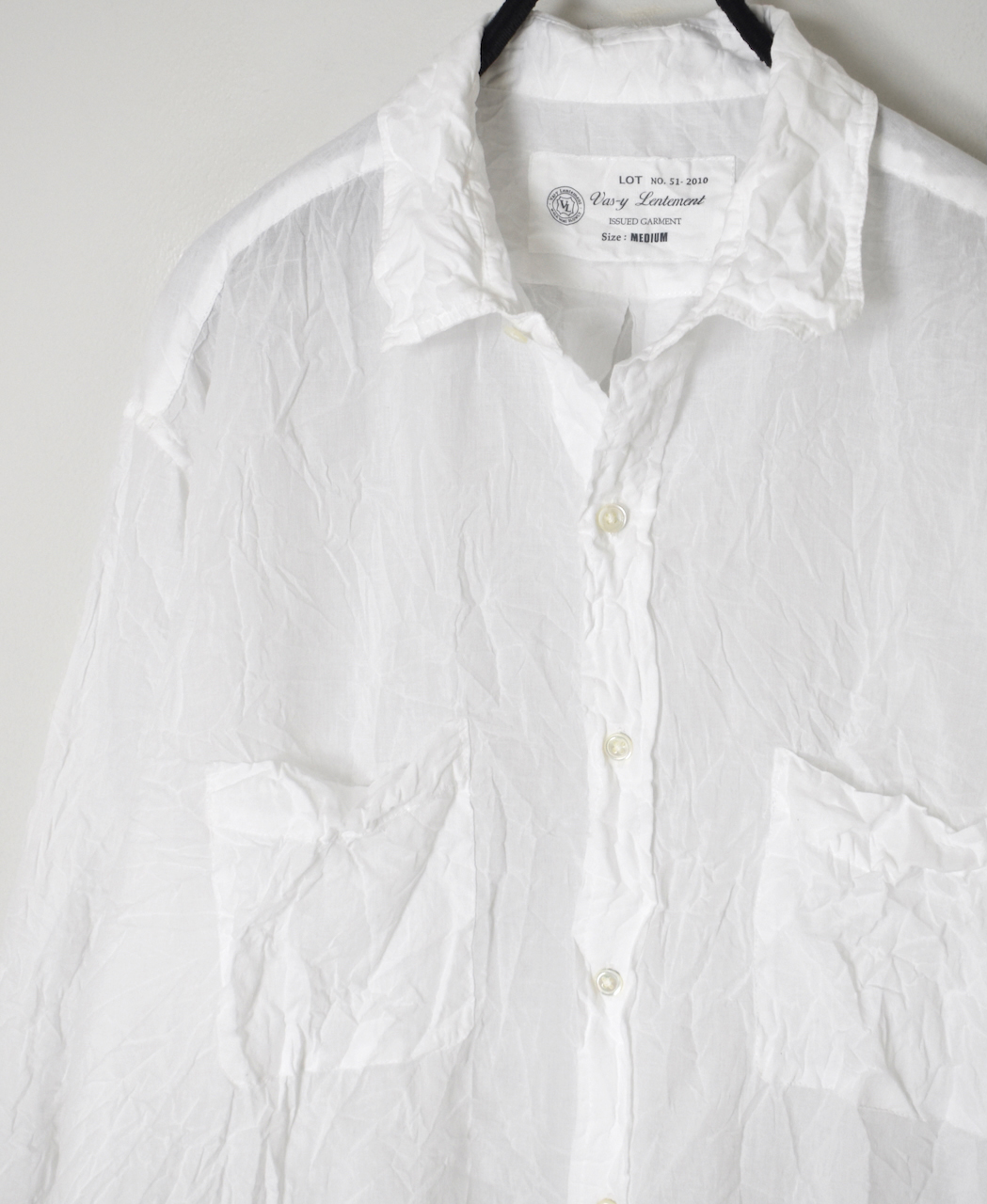 ●NVL1861CVW (シャツ) 80s ORGANIC VOILE PLAIN (WRINKLE) REGULAR COLLAR L/SL OVERSIZED SHIRT