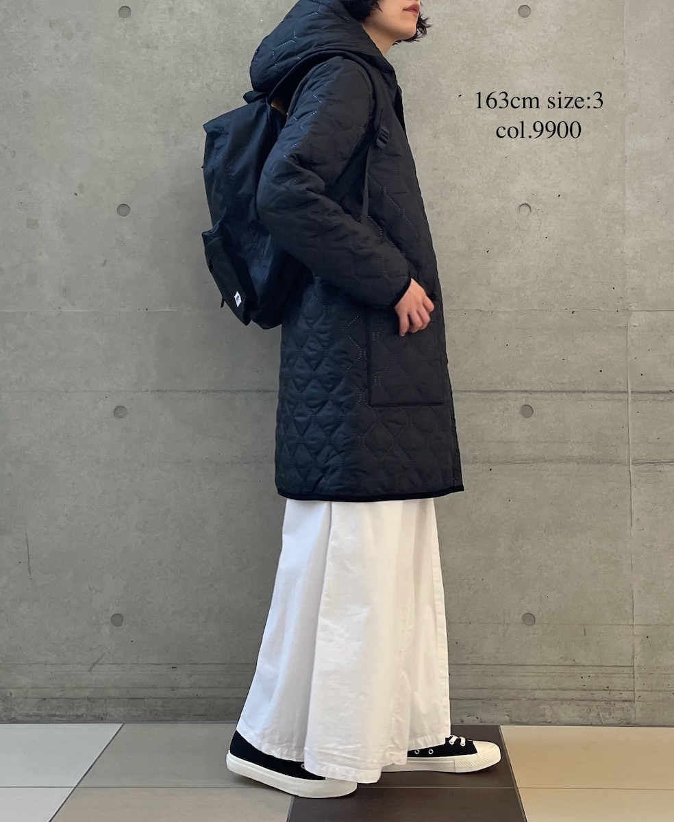 NAM2554(コート) PLAIN POLYESTER×FREECE HEAT QUILT REVERSIBLE HIGH COLLAR HOODED COAT