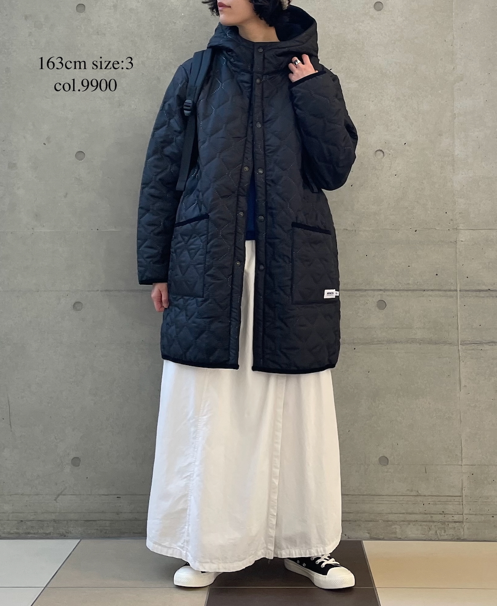 NAM2554(コート) PLAIN POLYESTER×FREECE HEAT QUILT REVERSIBLE HIGH COLLAR HOODED COAT