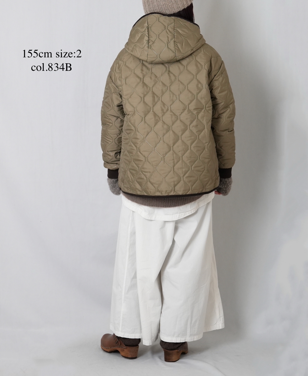 NAM2561PP(ジャケット) PLAIN POLYESTERxPLAIN POLYESTER HEAT QUILT OVERSIZED HOODED JACKET WITH RIBBED CUFF