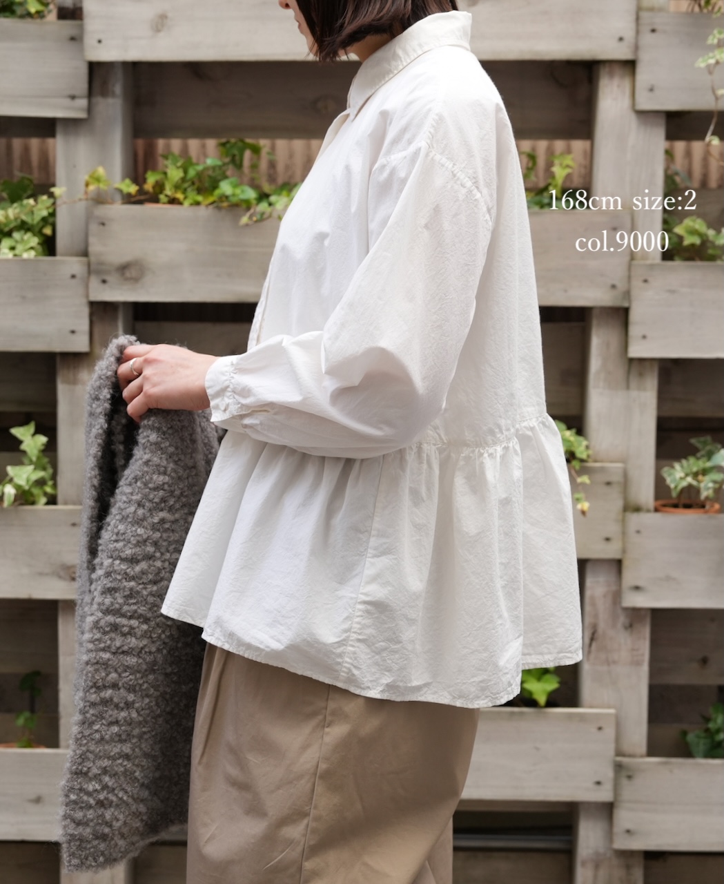 ●NMDS25911D(シャツ) 60s ORGANIC POPLIN PLAIN REGULAR COLLAR RAJASTHAN GATHERED SHIRT