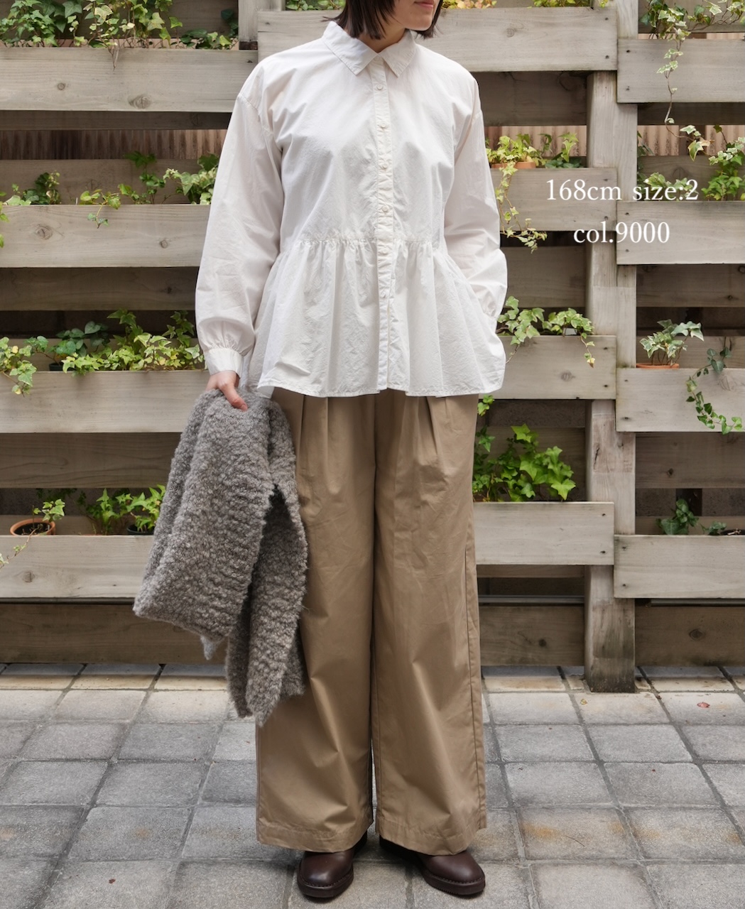 ●NMDS25911D(シャツ) 60s ORGANIC POPLIN PLAIN REGULAR COLLAR RAJASTHAN GATHERED SHIRT