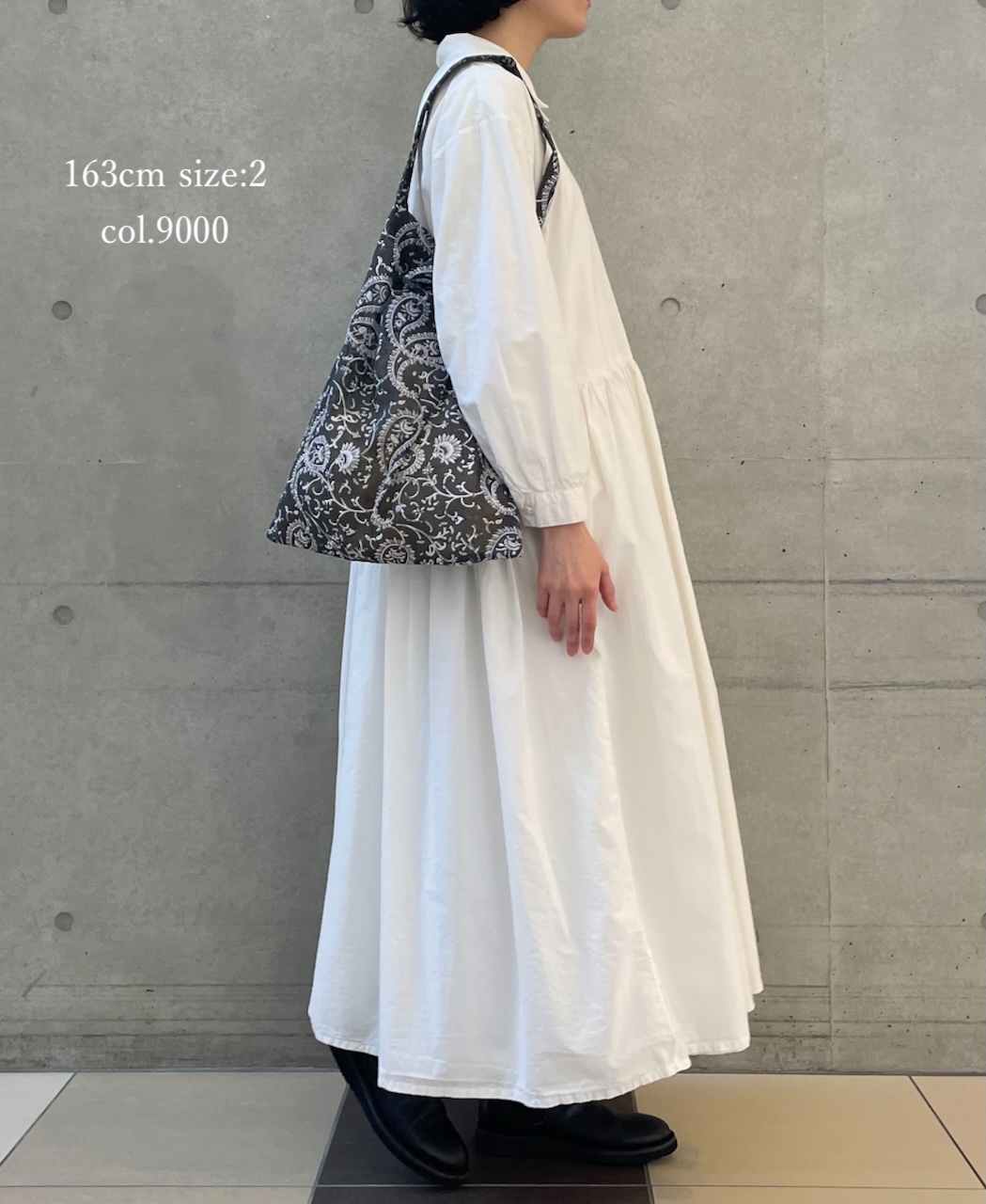 ●NMDS25912D(ワンピース) 60s ORGANIC POPLIN PLAIN REGULAR COLLAR DRESS WITH RAJASTHAN GATHER
