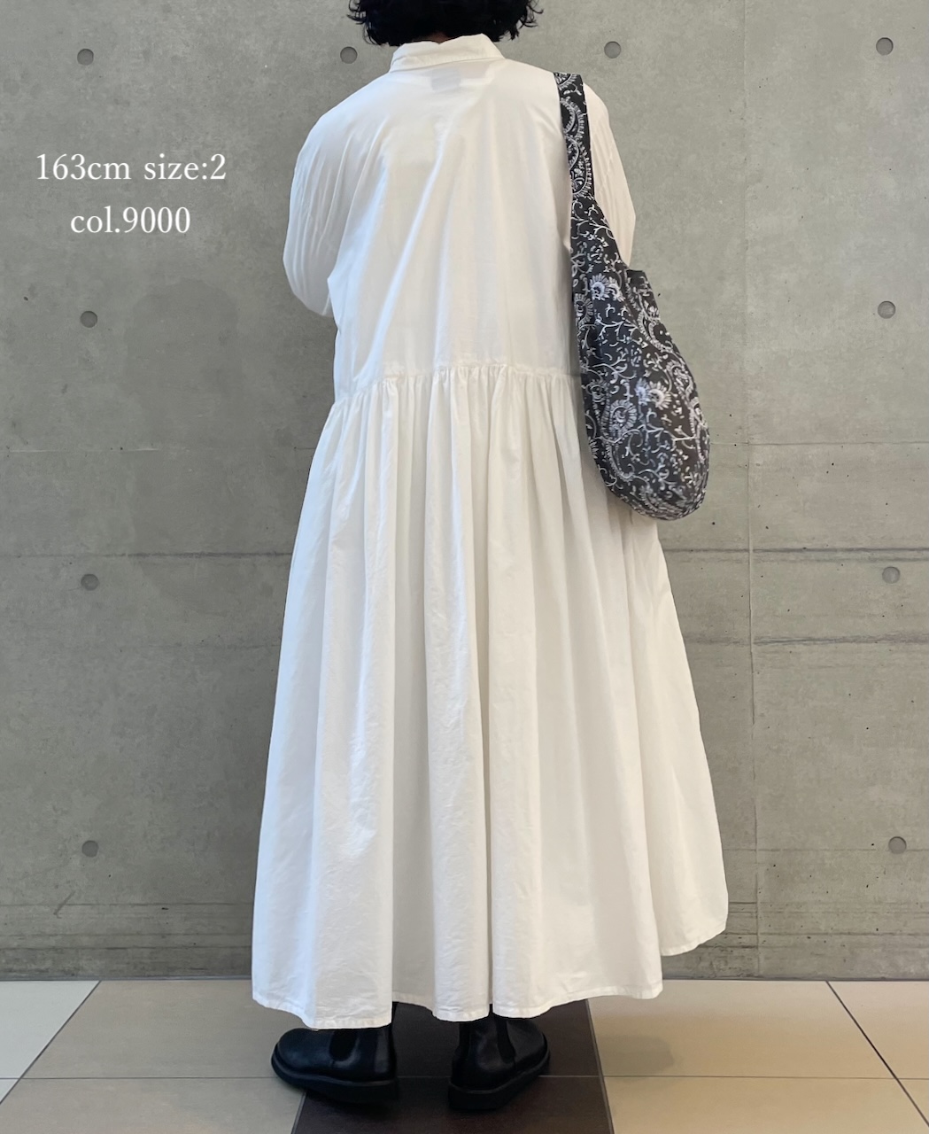 ●NMDS25912D(ワンピース) 60s ORGANIC POPLIN PLAIN REGULAR COLLAR DRESS WITH RAJASTHAN GATHER