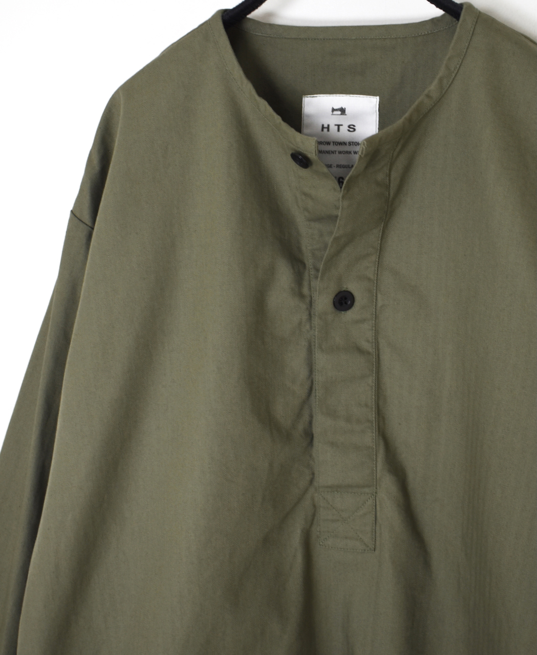 ●INHT2603CHW(シャツ) COTTON HERRINGBONE WASH HENRY NECK SHIRT