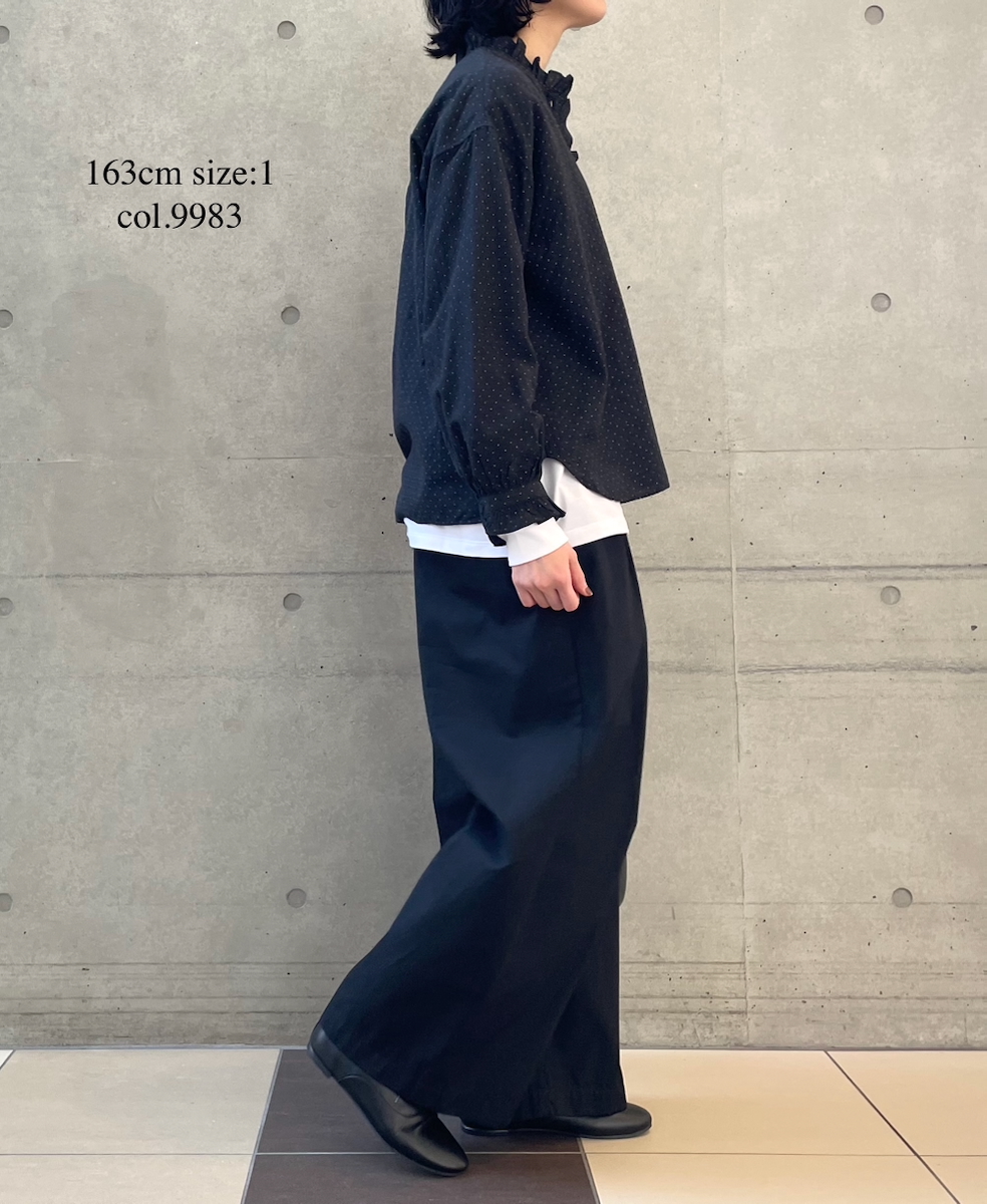 INMDS25761(シャツ) WOOL/COTTON/SILK PIN DOT PRINT FRILL COLLAR SHIRT