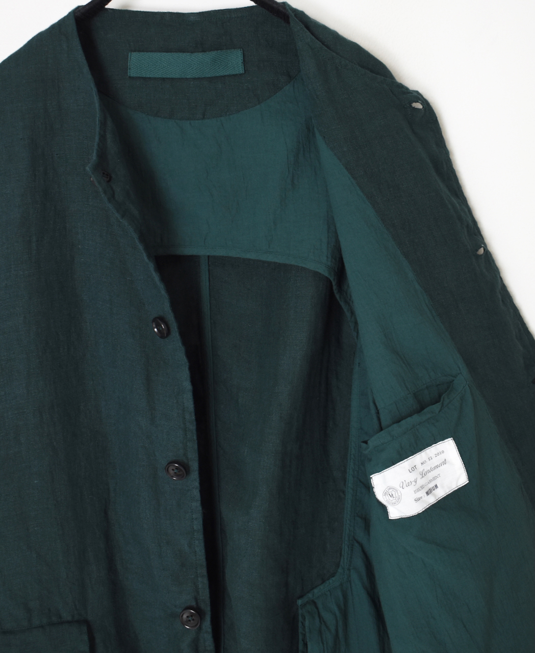 NVL2302LD (ジャケット) 50'S LINEN PLAIN (OVERDYE) MEN'S SIDE VENTS NO COLLAR JACKET