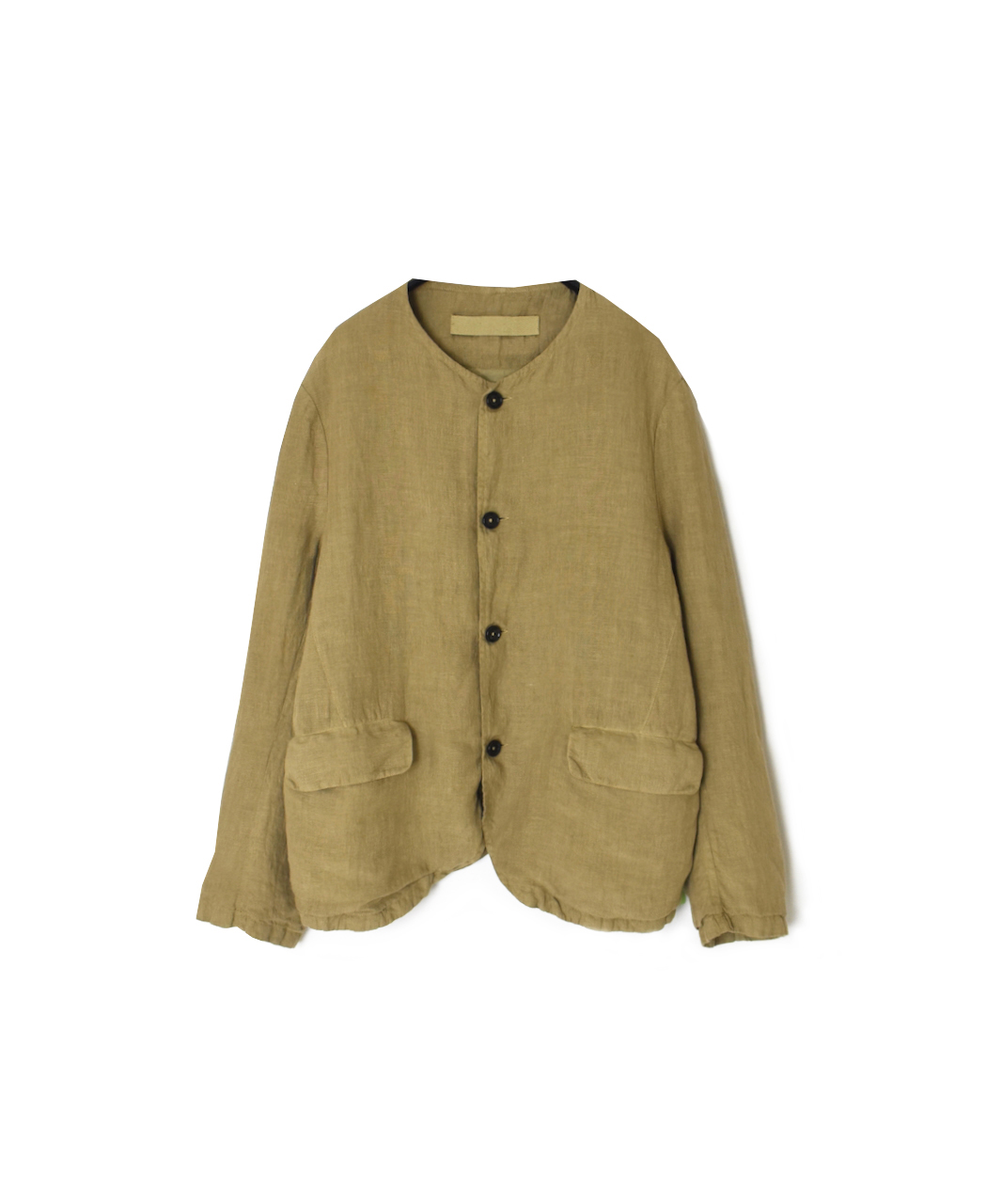 NVL2302LD (ジャケット) 50'S LINEN PLAIN (OVERDYE) MEN'S SIDE VENTS NO COLLAR JACKET