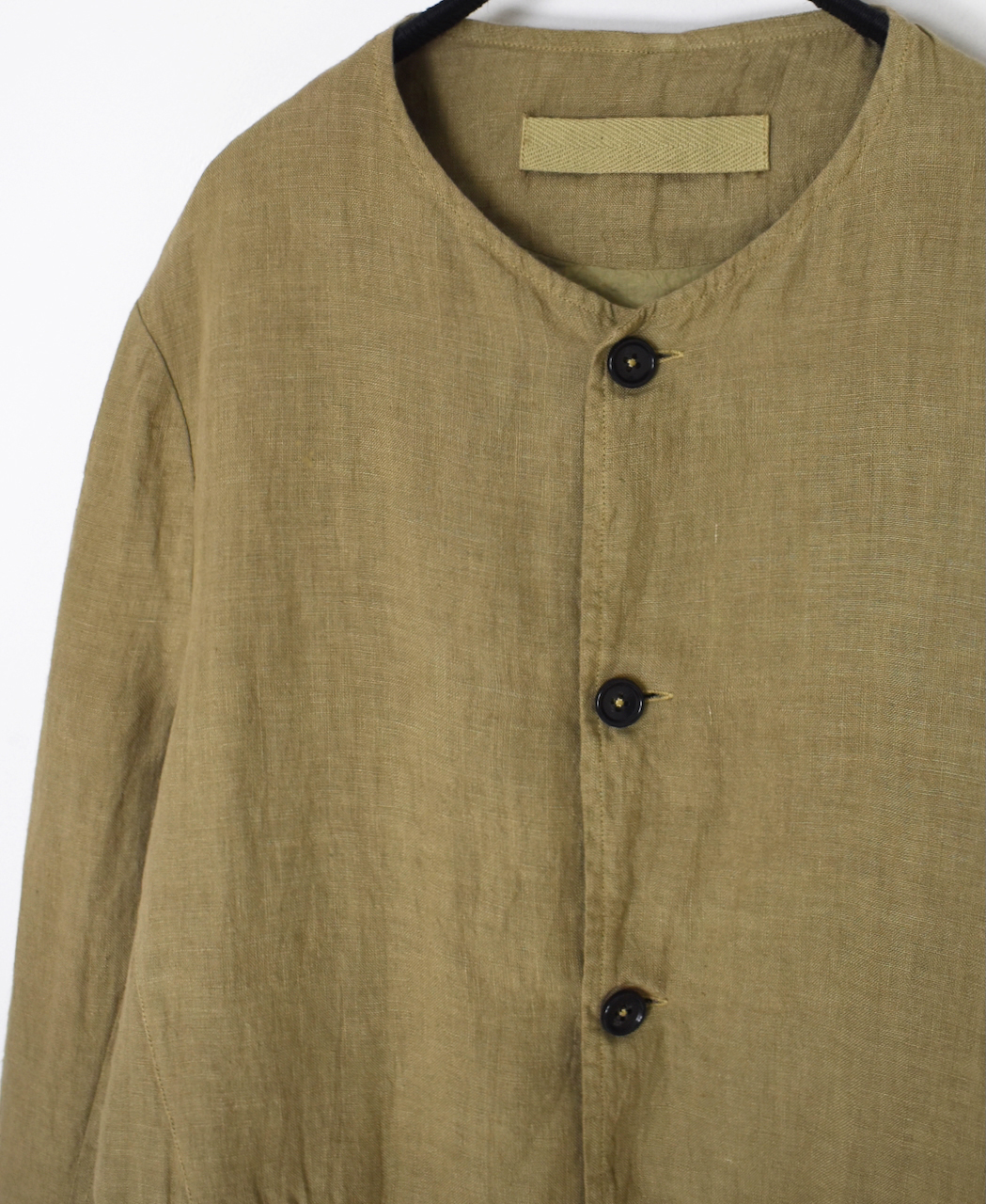 NVL2302LD (ジャケット) 50'S LINEN PLAIN (OVERDYE) MEN'S SIDE VENTS NO COLLAR JACKET