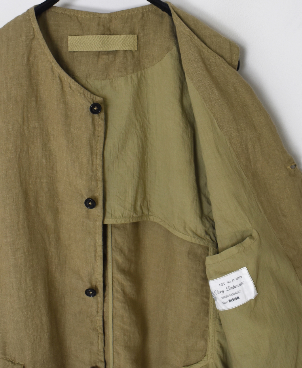 NVL2401LD (ベスト) 50'S LINEN PLAIN (OVERDYE) NO COLLAR VEST