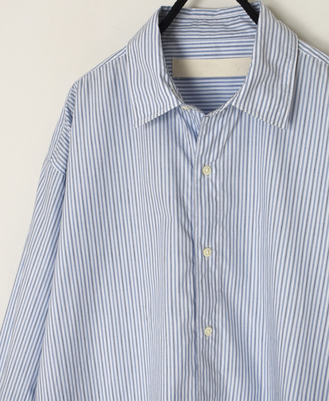 NVL2612(シャツ) POPLIN STRIPE REGULAR COLLAR L/SL SHIRT