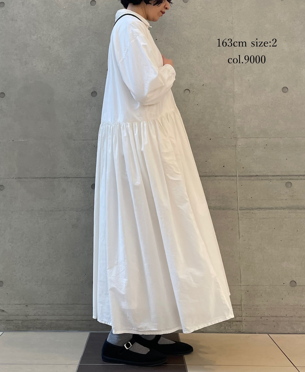 ●NMDS25912D(ワンピース) 60s ORGANIC POPLIN PLAIN REGULAR COLLAR DRESS WITH RAJASTHAN GATHER