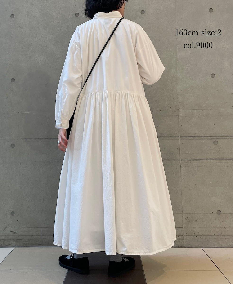 ●NMDS25912D(ワンピース) 60s ORGANIC POPLIN PLAIN REGULAR COLLAR DRESS WITH RAJASTHAN GATHER