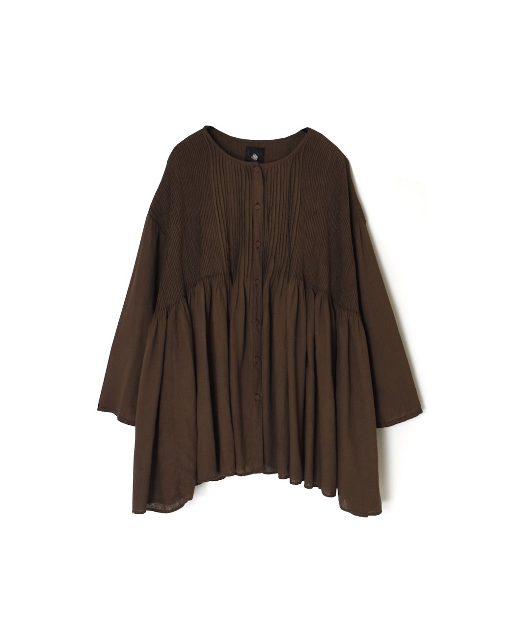 NMDS26233D(シャツ) 80s ORGANIC MICRO CHECK OVERDYE CREW-NECK BUTTON SHIRT WITH MINI PINTUCK