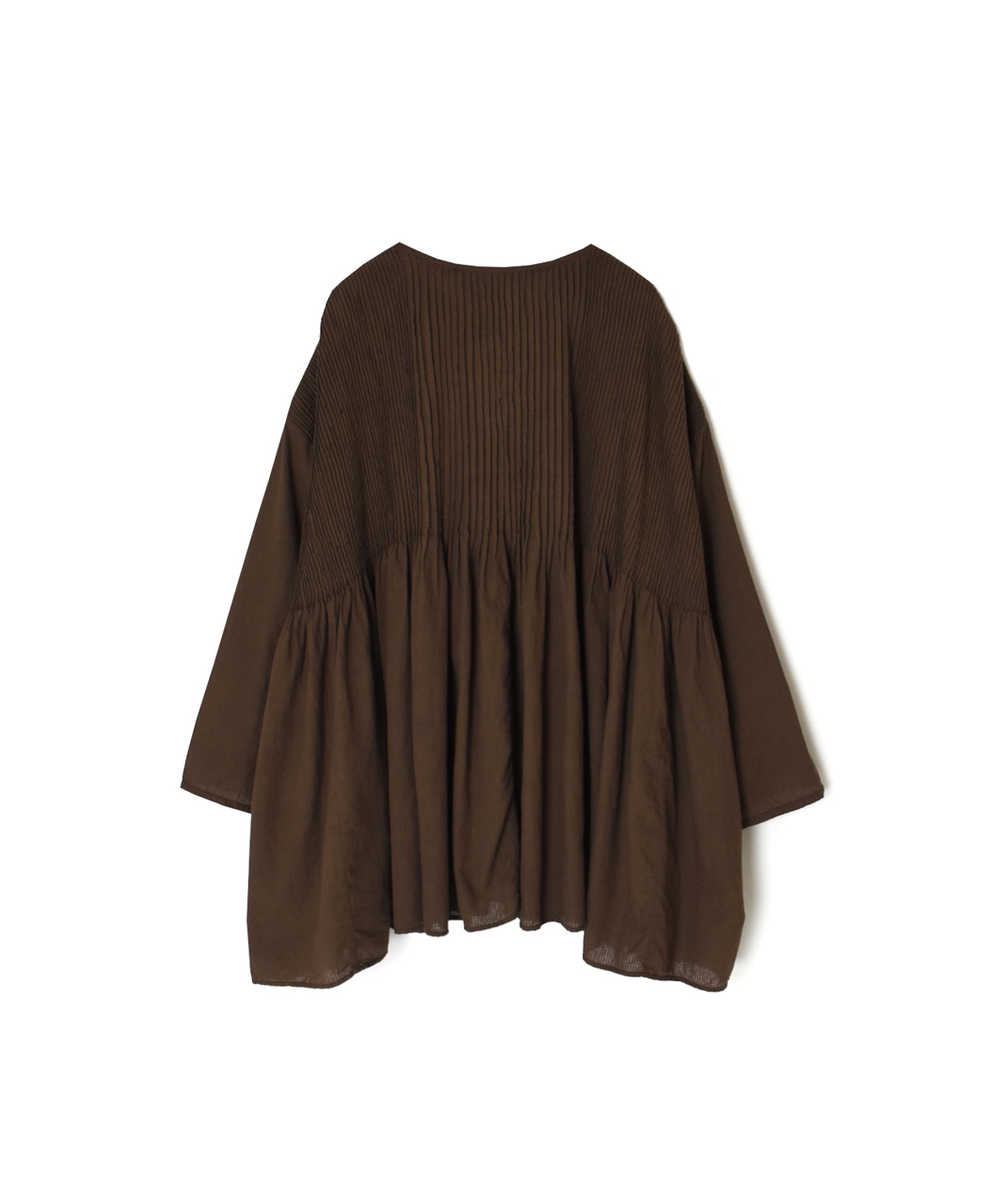 NMDS26233D(シャツ) 80s ORGANIC MICRO CHECK OVERDYE CREW-NECK BUTTON SHIRT WITH MINI PINTUCK