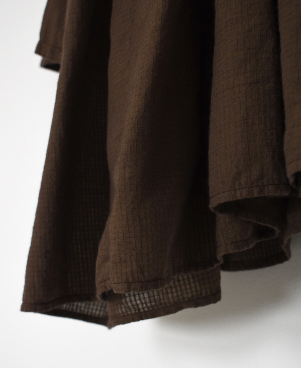 NMDS26233D(シャツ) 80s ORGANIC MICRO CHECK OVERDYE CREW-NECK BUTTON SHIRT WITH MINI PINTUCK