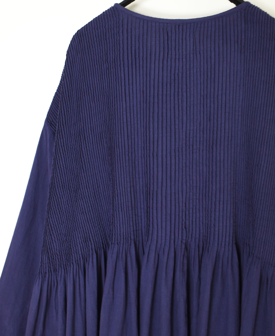 NMDS26234D(ワンピース) 80s ORGANIC MICRO CHECK OVERDYE CREW-NECK BUTTON SHIRT MIXI DRESS WITH MINI PINTUCK