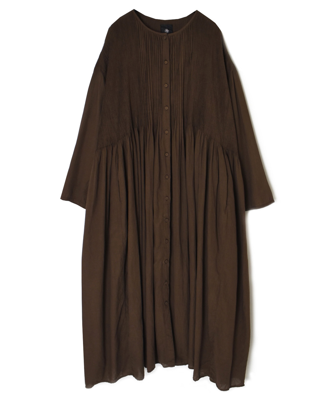 NMDS26234D(ワンピース) 80s ORGANIC MICRO CHECK OVERDYE CREW-NECK BUTTON SHIRT MIXI DRESS WITH MINI PINTUCK