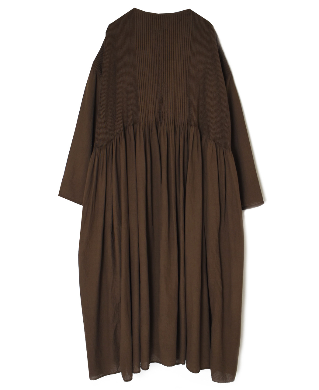 NMDS26234D(ワンピース) 80s ORGANIC MICRO CHECK OVERDYE CREW-NECK BUTTON SHIRT MIXI DRESS WITH MINI PINTUCK