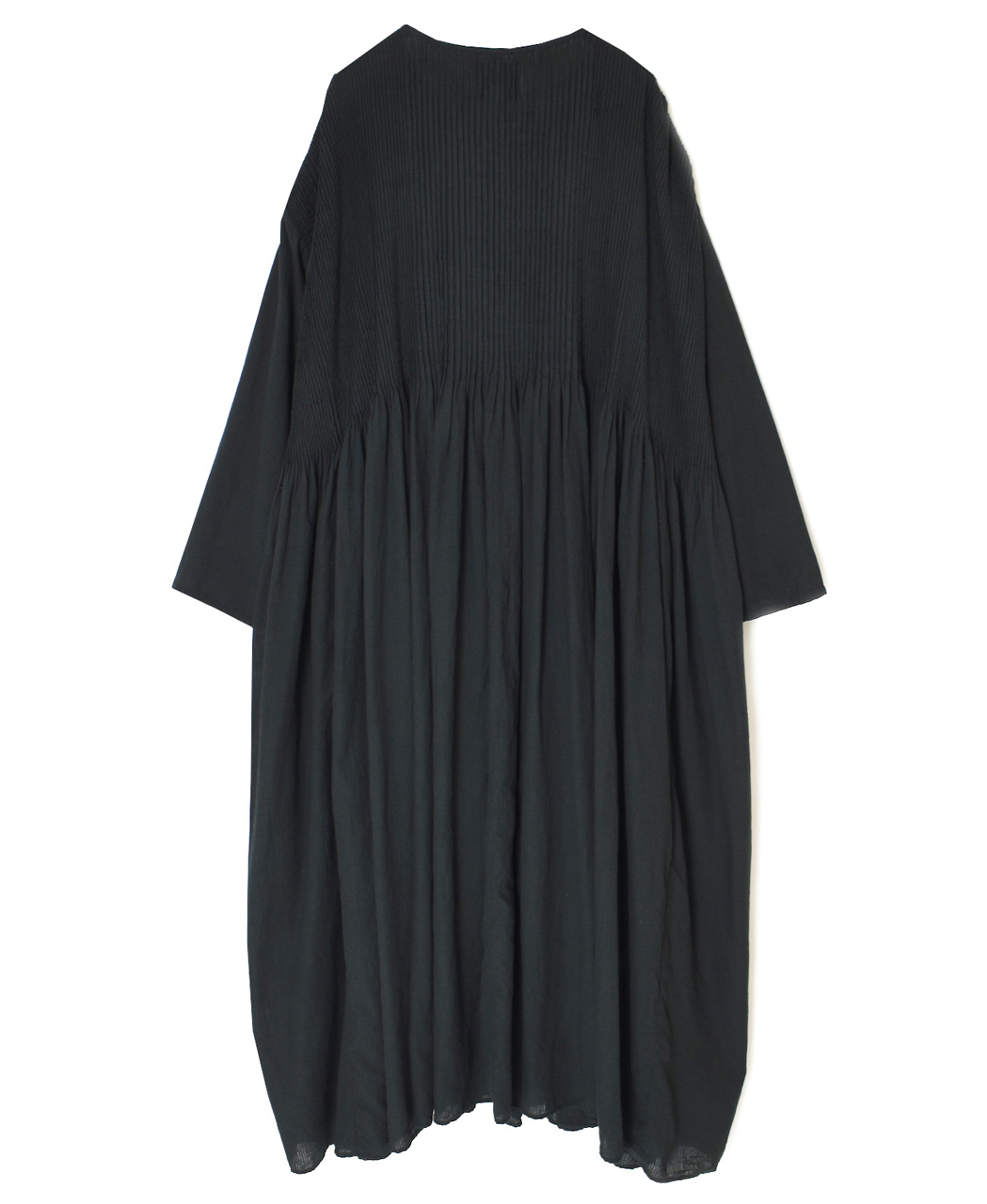 NMDS26234D(ワンピース) 80s ORGANIC MICRO CHECK OVERDYE CREW-NECK BUTTON SHIRT MIXI DRESS WITH MINI PINTUCK