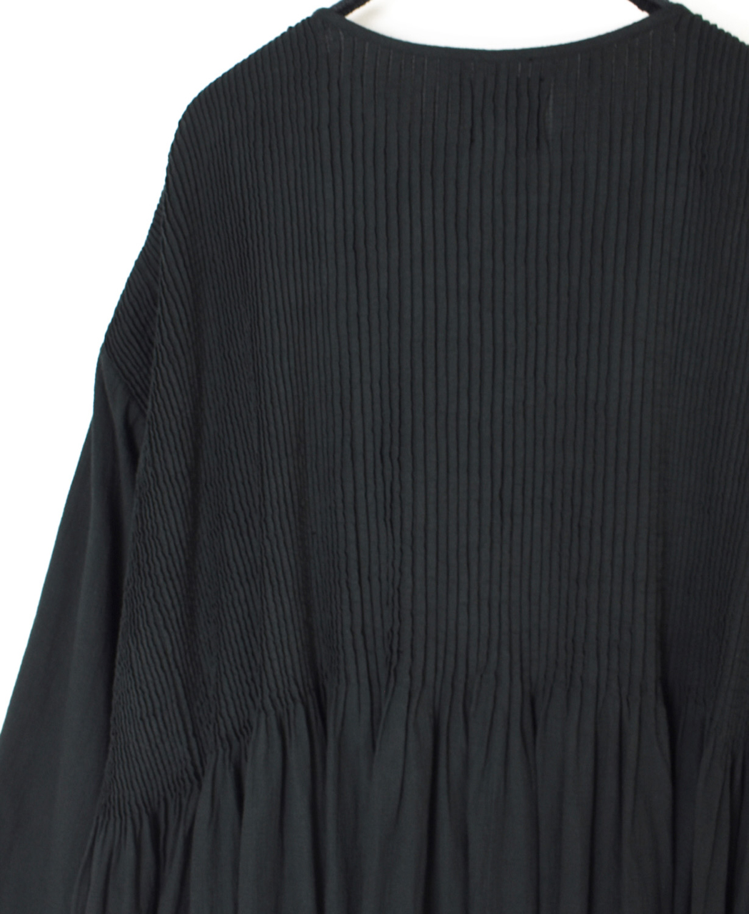 NMDS26234D(ワンピース) 80s ORGANIC MICRO CHECK OVERDYE CREW-NECK BUTTON SHIRT MIXI DRESS WITH MINI PINTUCK