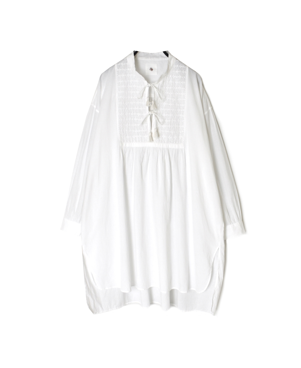 NMDS26222(チュニック) 60s ORGANIC CAMBRIC BANDED COLLAR EMB TUNIC