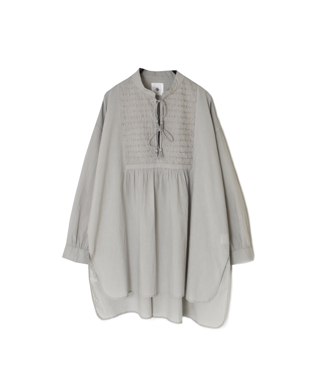 NMDS26222(チュニック) 60s ORGANIC CAMBRIC BANDED COLLAR EMB TUNIC