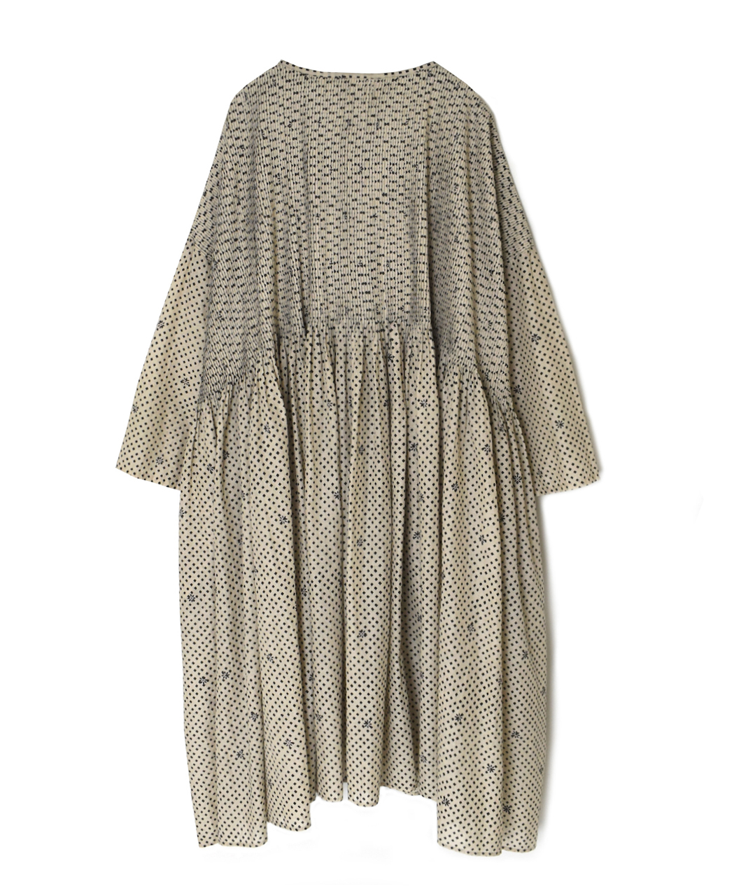 INMDS26082(ワンピース) 80s VOILE SQUARE BLOCK PRINT MINI PINTUCK PULLOVER DRESS