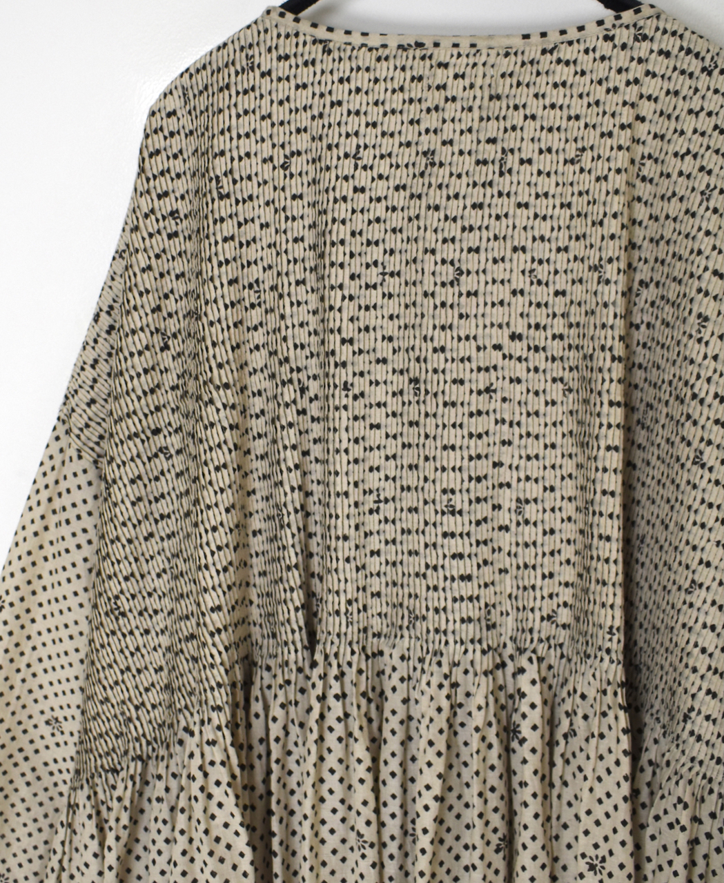 INMDS26082(ワンピース) 80s VOILE SQUARE BLOCK PRINT MINI PINTUCK PULLOVER DRESS