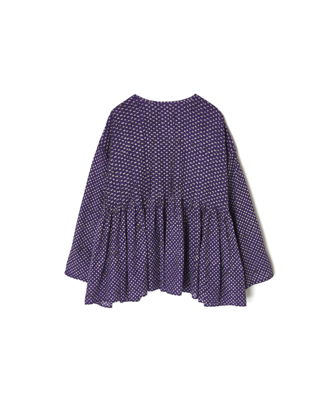 INMDS26083(シャツ) 80s VOILE SQUARE BLOCK PRINT CREW-NECK BUTTON SHIRTS WITH MINI PINTUCK