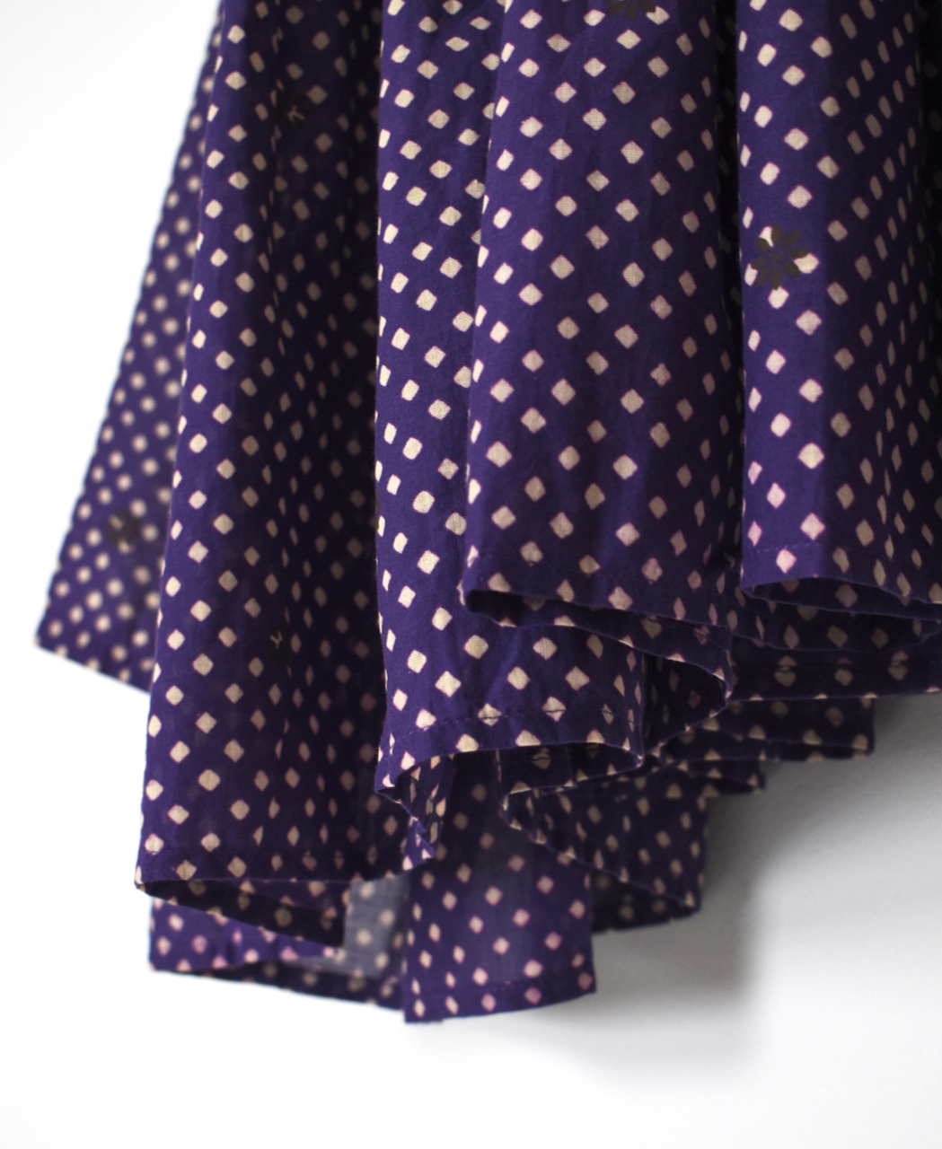 INMDS26083(シャツ) 80s VOILE SQUARE BLOCK PRINT CREW-NECK BUTTON SHIRTS WITH MINI PINTUCK