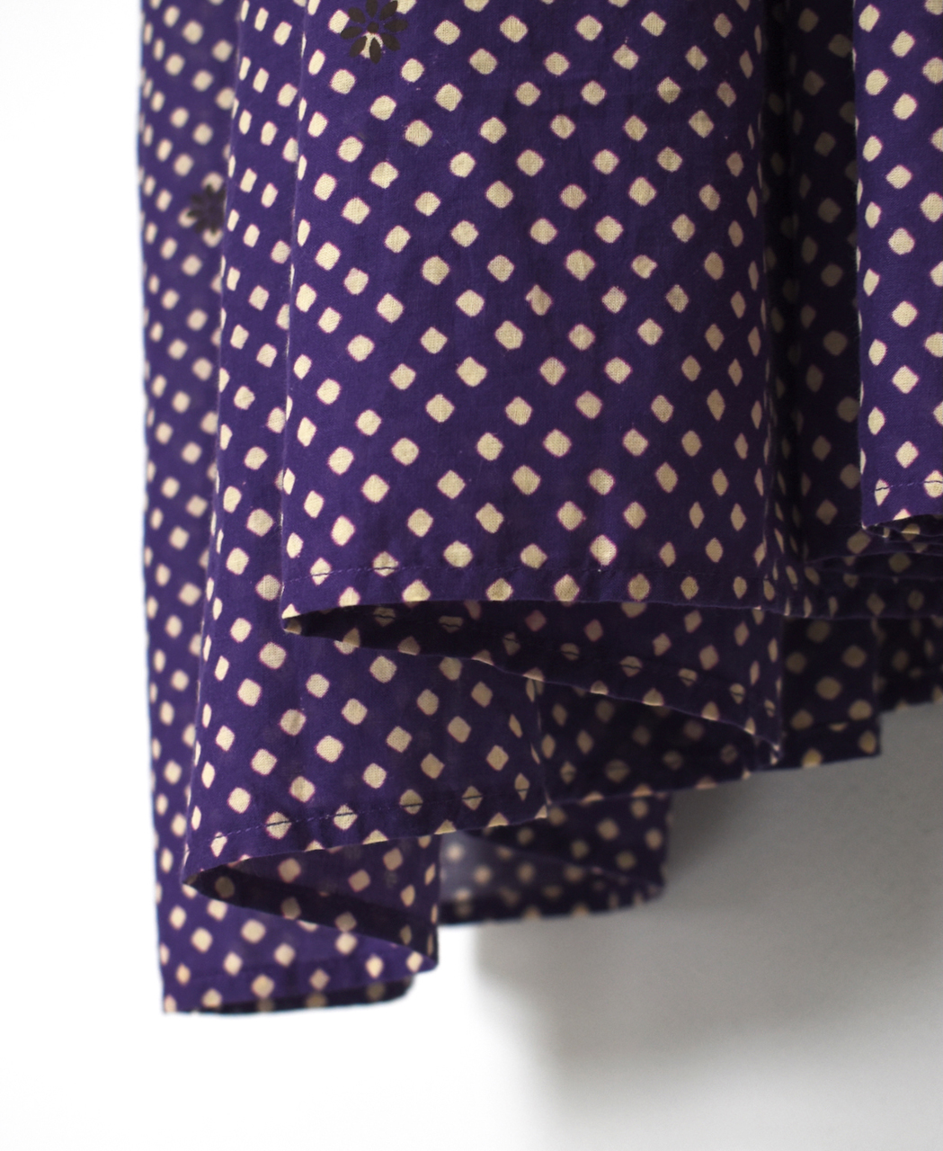 INMDS26084(ワンピース) 80s VOILE SQUARE BLOCK PRINT CREW-NECK BUTTON SHIRTS DRESS WITH MINI PINTUCK