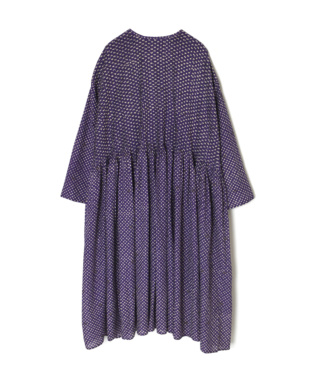 INMDS26084(ワンピース) 80s VOILE SQUARE BLOCK PRINT CREW-NECK BUTTON SHIRTS DRESS WITH MINI PINTUCK