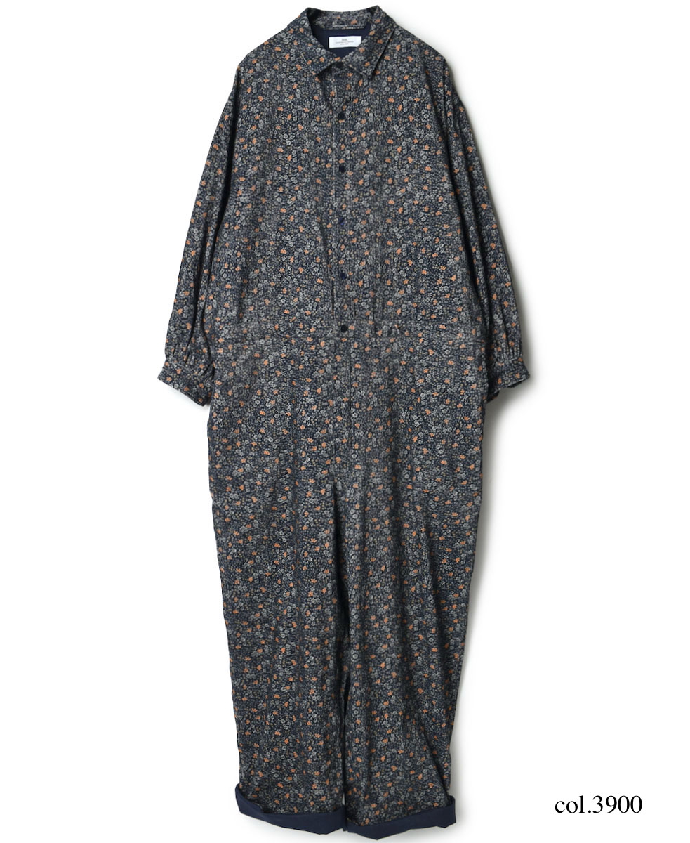NSL22552 (オーバーオール) CORDUROY SMALL FLOWER PRINT REGULAR COLLAR OVERALLS