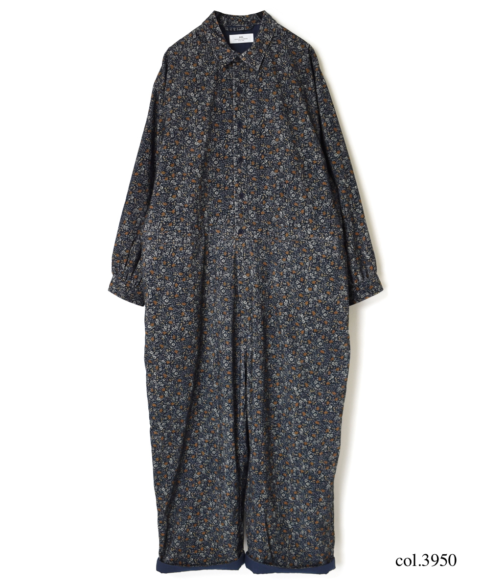 NSL22552 (オーバーオール) CORDUROY SMALL FLOWER PRINT REGULAR COLLAR OVERALLS