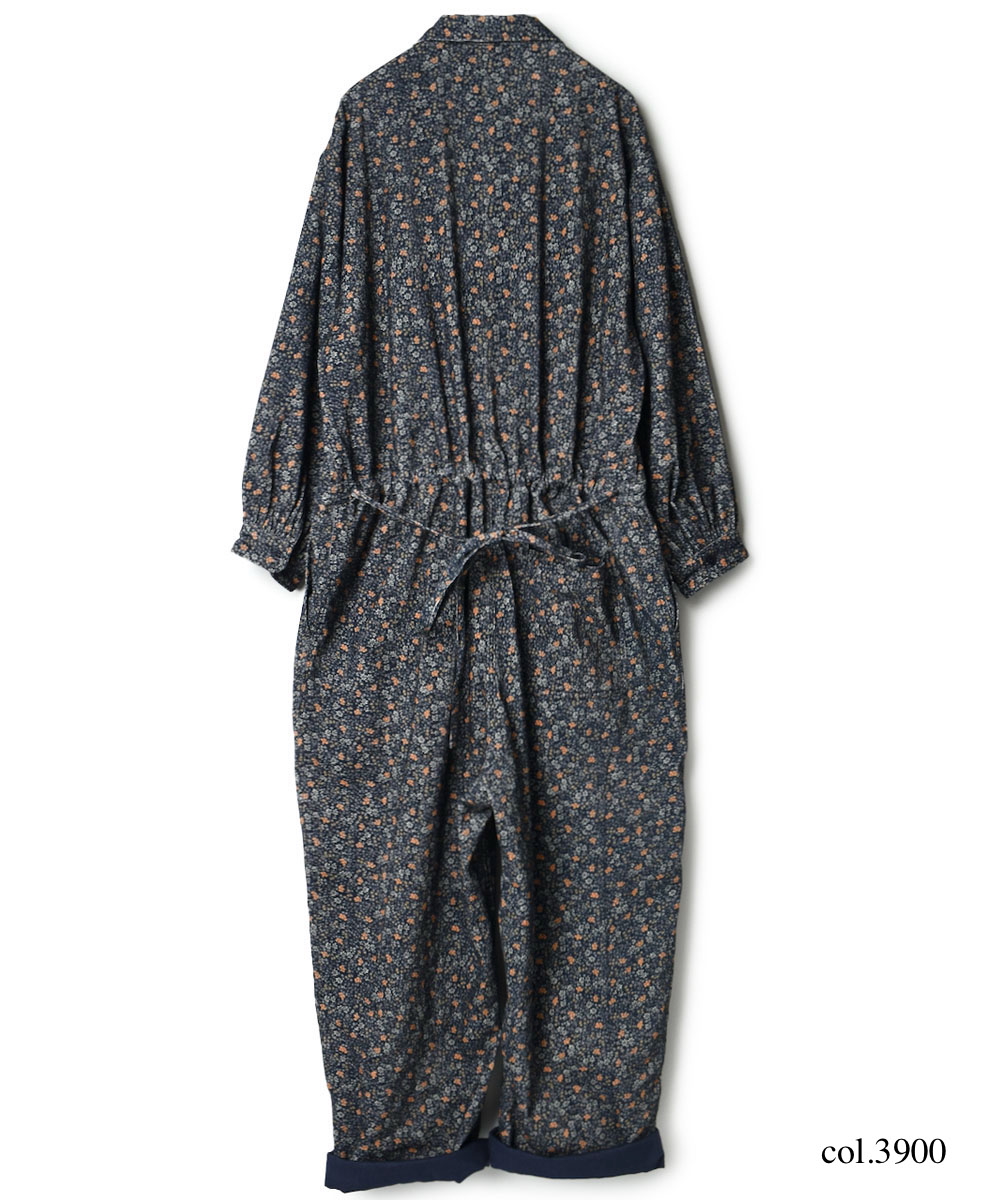 NSL22552 (オーバーオール) CORDUROY SMALL FLOWER PRINT REGULAR COLLAR OVERALLS