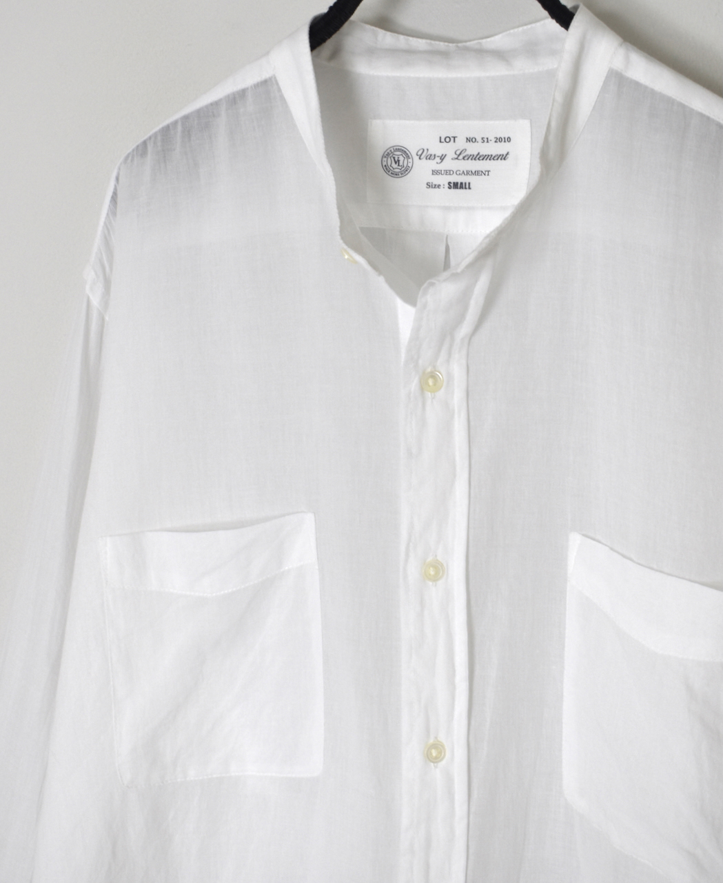 ●NVL1951CV (シャツ) 80'S ORGANIC VOILE PLAIN BANDED COLLAR L/SL OVERDIZED SHIRT